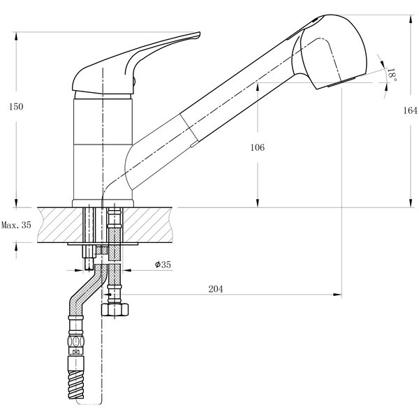 Bruckner Bruckner, robinet de chiuvetă HOFFER cu pulverizator extensibil, crom, 424.070.1