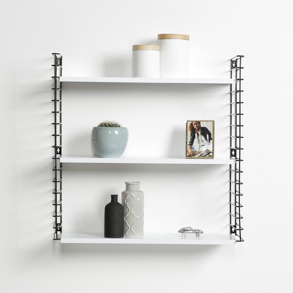 Etajeră cu 3 niveluri și rafturi albe Metaltex Libro, lățime 70 cm, negru