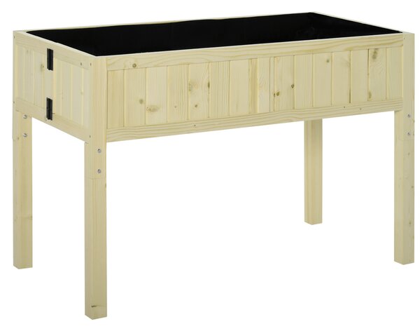 Outsunny Jardinieră Înălțată Rabatabilă, Realizată din Lemn de Brad cu 4 Orificii de Drenaj, pentru Grădină, Terasă sau Balcon, 115x56x76 cm, Culoare Lemn | Aosom Romania