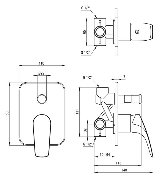 Deante Alpinia, set de duș ascuns cu cap de ploaie din oțel inoxidabil 250x250 mm, crom, DEA-NAC_09LP