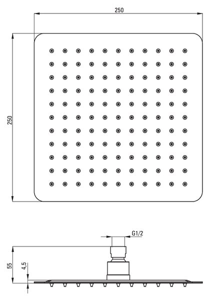 Deante Alpinia, set de duș ascuns cu cap de ploaie din oțel inoxidabil 250x250 mm, crom, DEA-NAC_09LP