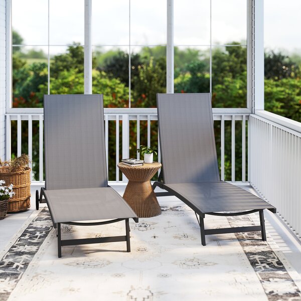 Outsunny Set de 2 Șezlonguri Rabatabile pe 5 Niveluri, Șezlonguri din Aluminiu și Țesătură Respirabilă, 66x165x102 cm, Albastru | Aosom Romania