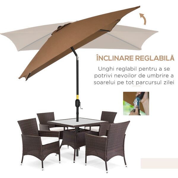 Outsunny Umbrela de Gradina Dreptunghiulara 195×295 cm – Alb | Aosom Romania
