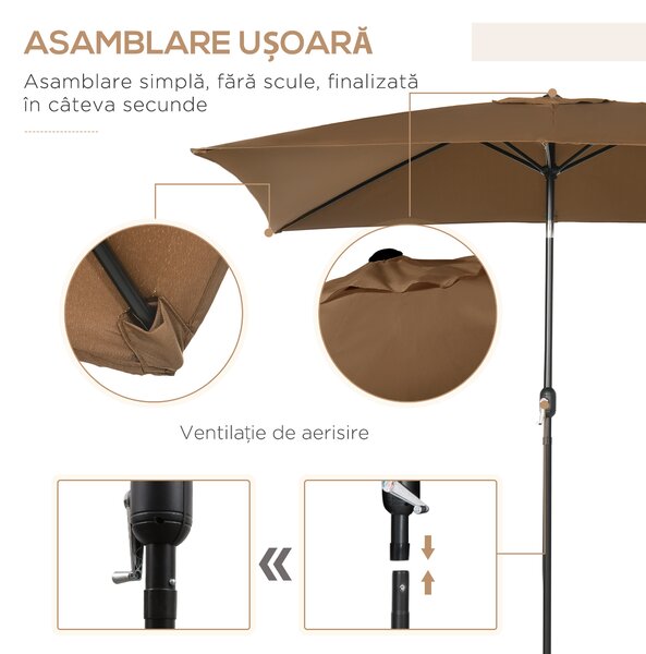 Outsunny Umbrela de Gradina Dreptunghiulara 195×295 cm – Alb | Aosom Romania