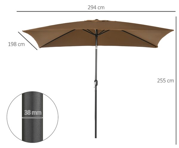 Outsunny Umbrela de Gradina Dreptunghiulara 195×295 cm – Alb | Aosom Romania