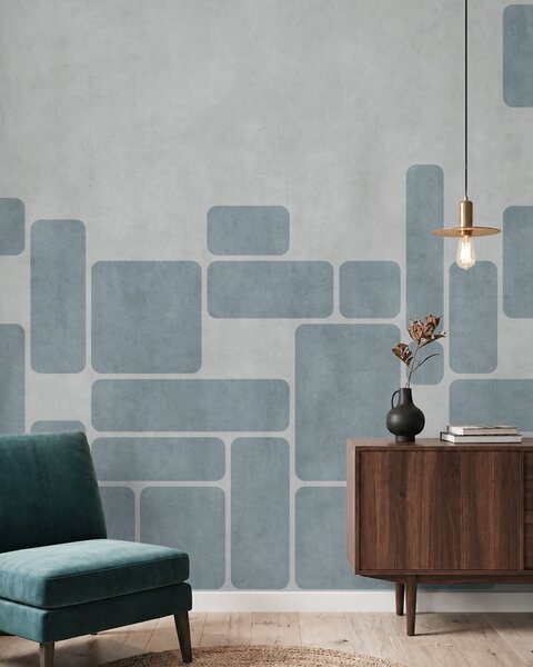 Tapet Model geometric în nuanțe de albastru deschis, Fototapet Geometrie, w05141v2 : Uwalls.ro