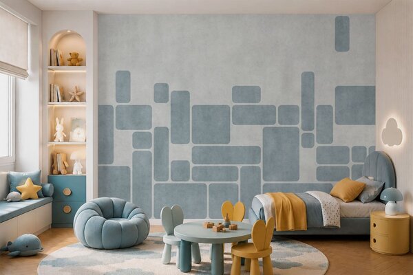 Tapet Model geometric în nuanțe de albastru deschis, Fototapet Geometrie, w05141v2 : Uwalls.ro