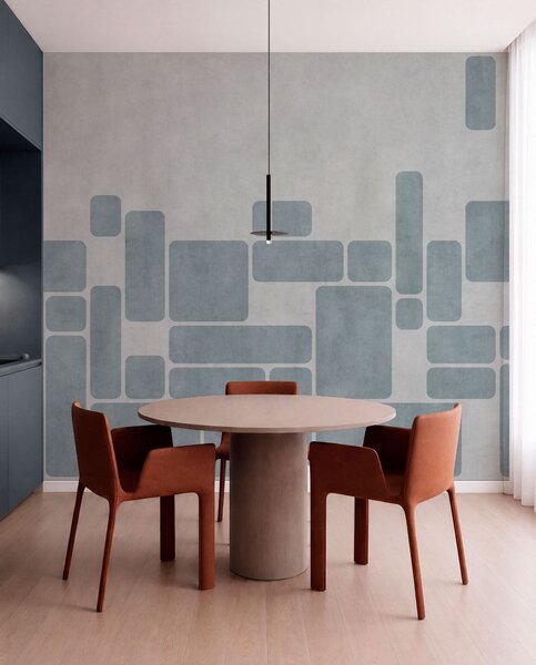 Tapet Model geometric în nuanțe de albastru deschis, Fototapet Geometrie, w05141v2 : Uwalls.ro