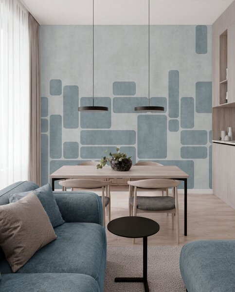 Tapet Model geometric în nuanțe de albastru deschis, Fototapet Geometrie, w05141v2 : Uwalls.ro