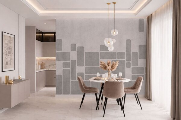 Tapet Motiv geometric în nuanțe delicate de gri și roz pal, Fototapet Geometrie, w05141v1 : Uwalls.ro