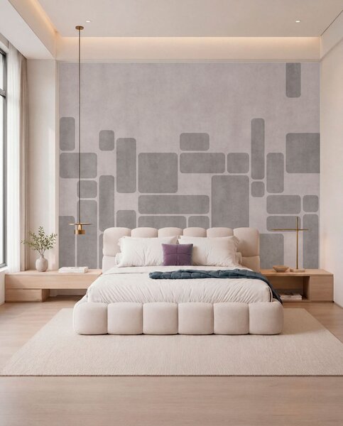 Tapet Motiv geometric în nuanțe delicate de gri și roz pal, Fototapet Geometrie, w05141v1 : Uwalls.ro