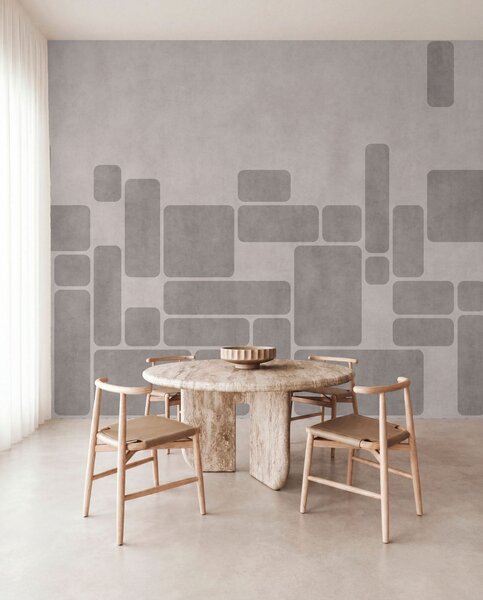 Tapet Motiv geometric în nuanțe delicate de gri și roz pal, Fototapet Geometrie, w05141v1 : Uwalls.ro