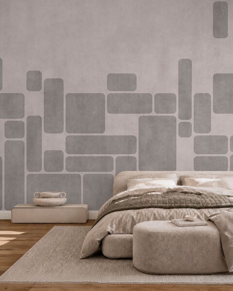 Tapet Motiv geometric în nuanțe delicate de gri și roz pal, Fototapet Geometrie, w05141v1 : Uwalls.ro