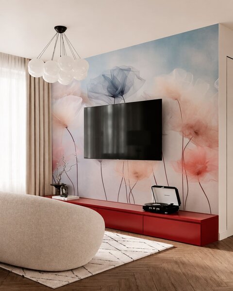 Tapet Flori aerisite, în nuanțe delicate de pastel, Fototapet Flori, w05818 : Uwalls.ro