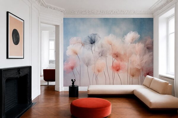 Tapet Flori aerisite, în nuanțe delicate de pastel, Fototapet Flori, w05818 : Uwalls.ro