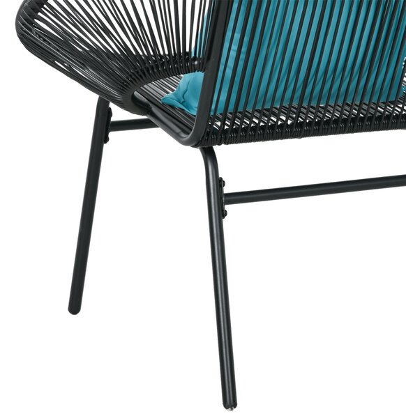 Outsunny Bancă de grădină cu 2 locuri din metal și sfoară din rășină cu 2 perne - dim. 132L x 72l x 83Î cm - negru | Aosom Romania