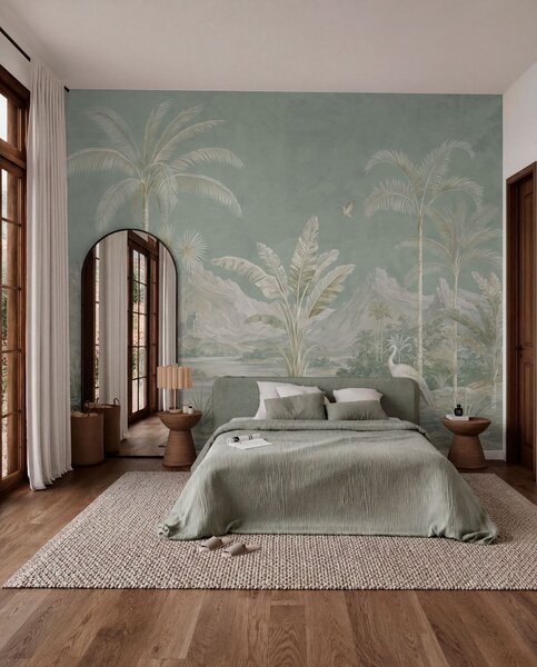 Tapet Peisaj tropical în nuanțe delicate de verde, Fototapet Natură, w05819 : Uwalls.ro