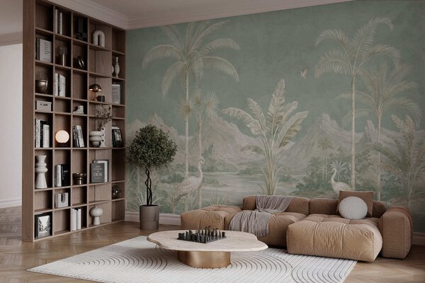 Tapet Peisaj tropical în nuanțe delicate de verde, Fototapet Natură, w05819 : Uwalls.ro