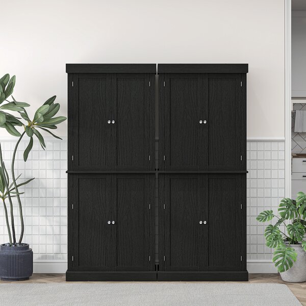 HOMCOM Dulap Înalt de Bucătărie cu 6 Rafturi și 2 Uși, Dulap cu Rafturi Reglabile din Lemn, 76x40,5x184 cm, Alb | Aosom Romania