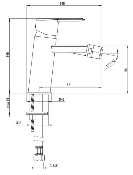 Deante Arnika, baterie pentru bideu de sine stătătoare h-145, auriu mat, DEA-BQA_R30M
