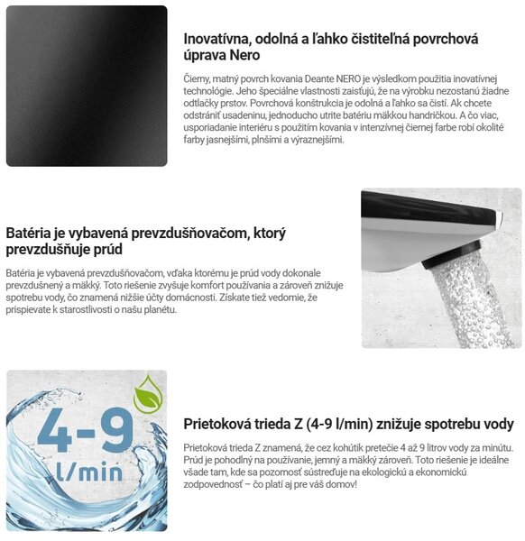Deante Arnika, baterie chiuveta, negru mat, DEA-BQA_N20M