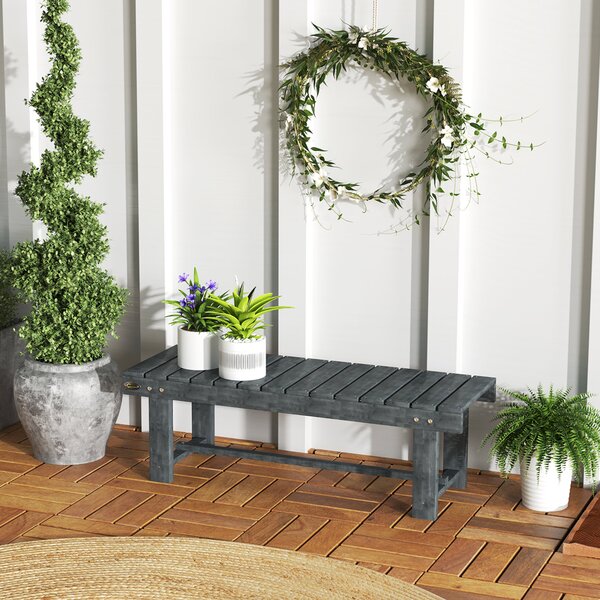 Outsunny Bancă de Grădină cu 2 Locuri, Bancă de Exterior cu Șipci din Lemn de Molid, Stil Country, Perfectă pentru Terasă, Patio sau Curte, Greutate maximă 250 kg, 110x38x35 cm, Gri | Aosom Romania