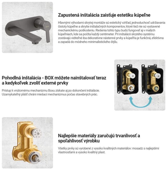 Deante Box, set de dus cu dus de mana si cu efect de ploaie si robinet termostatic cu sistem de montare cutie BOX, auriu lucios, DEA-BXYZGEBT