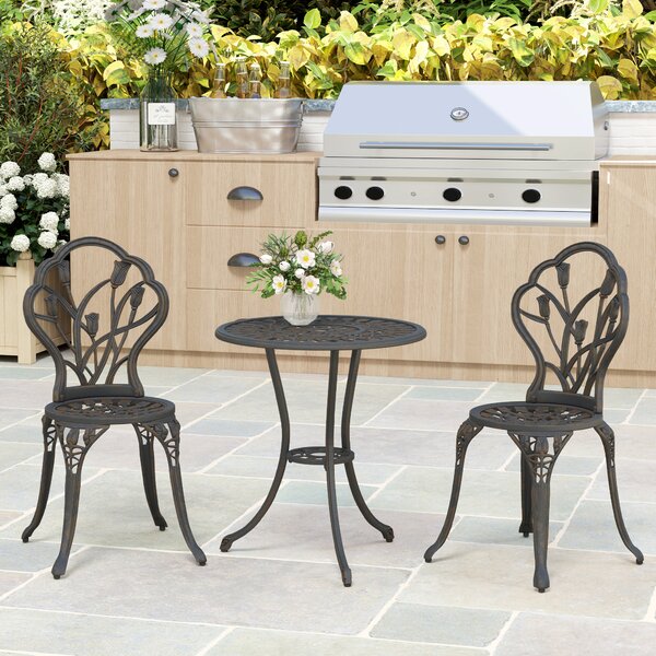 Outsunny Set de Gradina 3 Piese din Aluminiu cu 2 Scaune | Aosom Romania