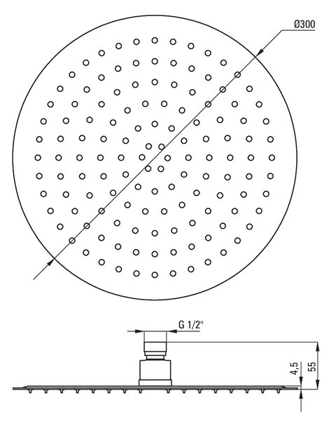 Cap de ploaie Deante Floks din oțel inoxidabil O300mm rotund cromat NAC_003K