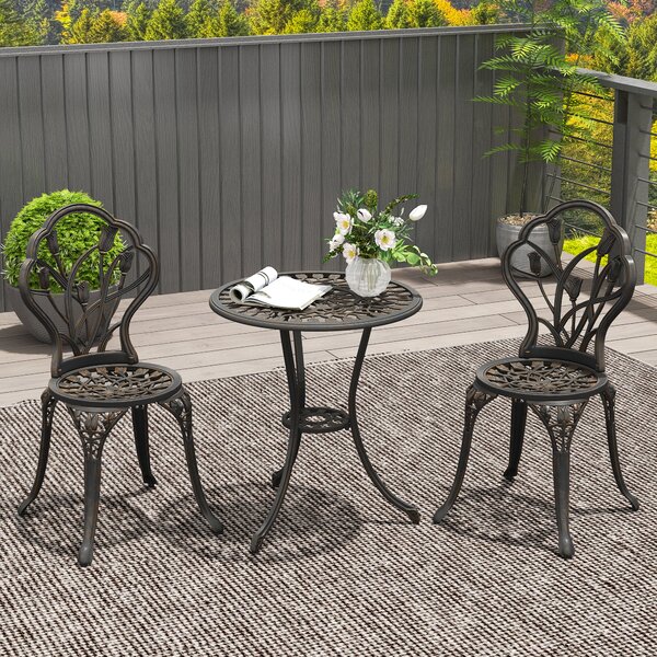 Outsunny Set de Gradina 3 Piese din Aluminiu cu 2 Scaune | Aosom Romania