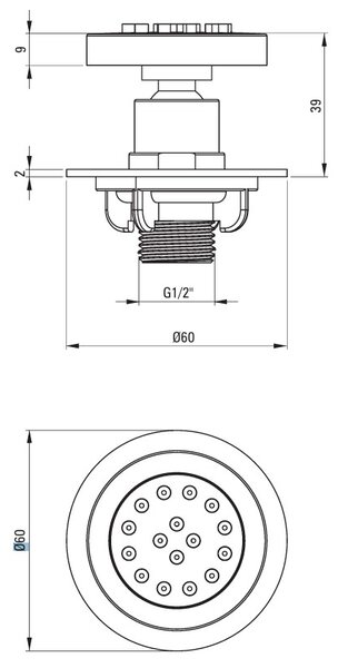 Deante Cascada, duza rotunda de dus sub ipsos Ø60mm, alb mat, DEA-NAC_A77K