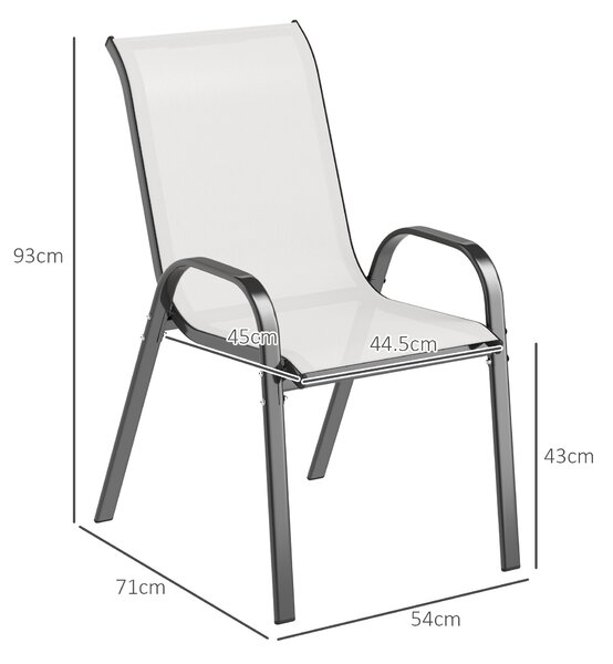 Outsunny Set de 2 Scaune de Exterior pentru Masă, Scaune Stivuibile cu Spătar Înalt, Șezut din Plasă Respirabilă pentru Grădină, Terasă, Gri Deschis | Aosom Romania