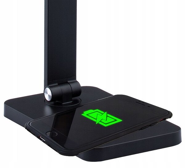 Lampa de birou LED, putere 7W, control tactil, incarcator inductiv QI, dimabil 2700-6000K, alimentare USB