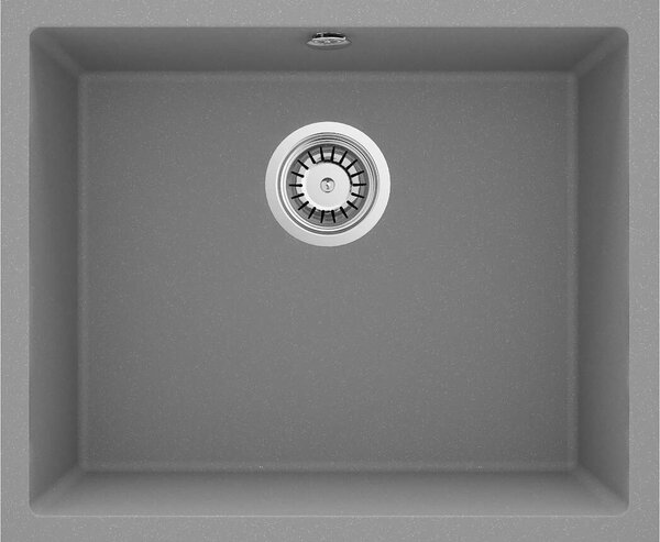 Deante Corda, chiuveta granit sub placa 550x460x204 mm, 3.5" + sifon de economisire a spatiului, 1 camera, gri, ZQA_S10C