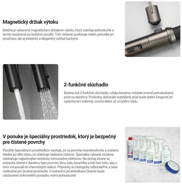 Deante Corda, baterie de chiuvetă înaltă cu braț și spray din silicon, bronz negru periat mat, DEA-BRC_C72M