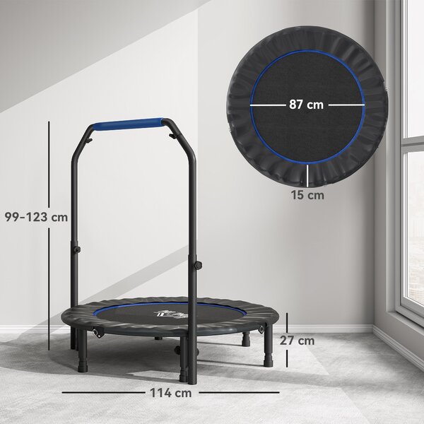 HOMCOM Mini Trampolin Fitness Pliabil de 45" cu Mâner Reglabil din Spumă, Albastru | Aosom Romania