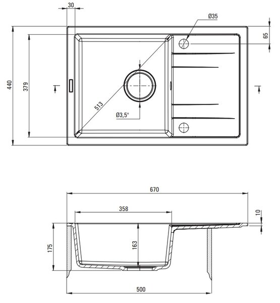 Deante Corio, chiuveta granit cu 1 camera 670x440x175 mm, gri metalic, DEA-ZRC_S113