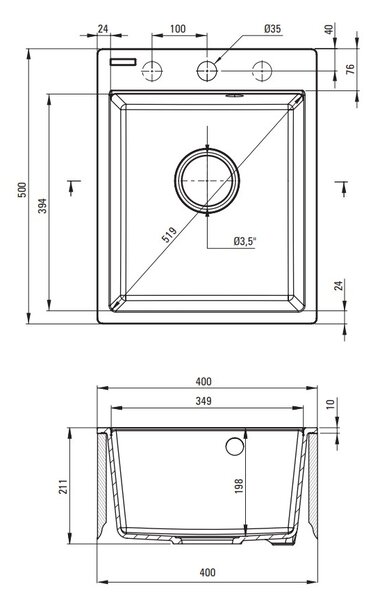 Deante Corrio, chiuveta granit cu 1 camera 400x500x211 mm, nisip, DEA-ZRC_7103