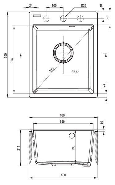 Deante Corio, chiuveta granit cu 1 camera 500x400x211mm + robinet chiuveta neagra, gri metalic, DEA-ZRCBS103