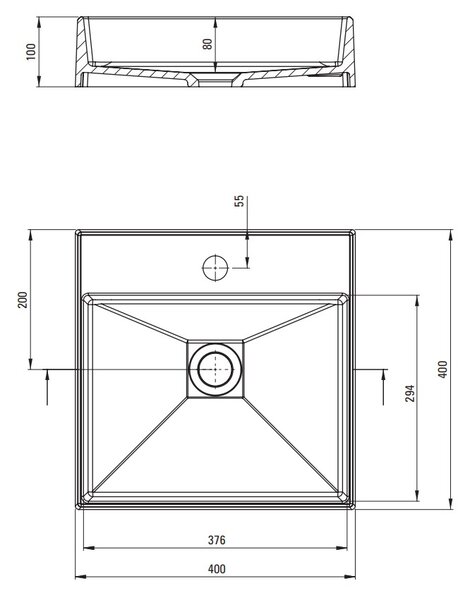 Deante Correo, chiuveta blat granit 400x400x100 mm, alb, DEA-CQR_AU4S