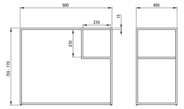 Deante Correo, consola baie in picioare 900x400 mm, neagra, CKC_N90A