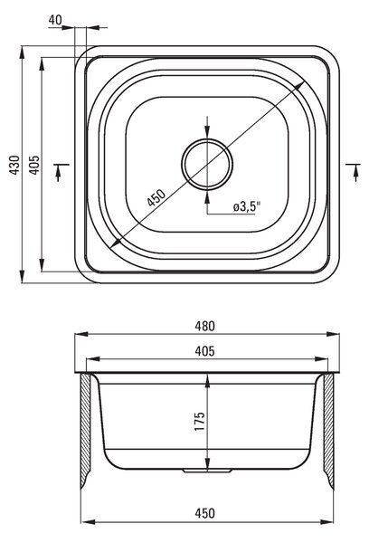 Deante Doppio, chiuveta blat din inox cu 1 camera B/O 480x430x180 3.5" + sifon, model satinat, ZEN_0103