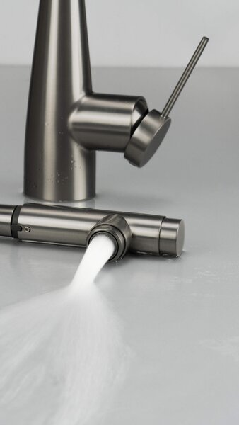 Deante Eridan, baterie chiuveta inalta cu gura de scurgere pentru apa filtrata h-333, grafit, DEA-BRE_D75M