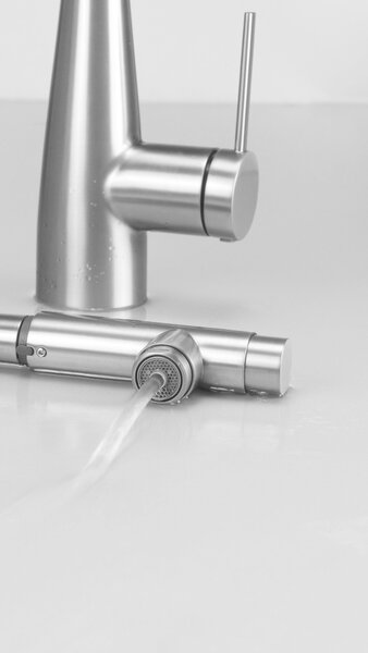 Deante Eridan, baterie chiuveta inalta cu gura de scurgere pentru apa filtrata h-333, otel, DEA-BRE_F75M