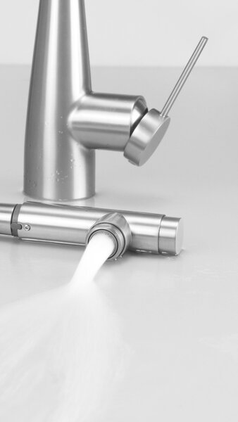 Deante Eridan, baterie chiuveta inalta cu gura de scurgere pentru apa filtrata h-333, otel, DEA-BRE_F75M