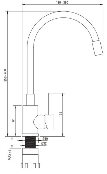 Deante Evora, chiuveta granit 1 camera 500x500x216 mm + baterie chiuveta cu brat elastic, negru, DEA-ZQJNN103
