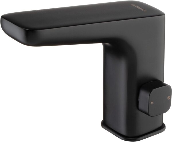 Deante Hiacynt, baterie lavoar cu senzor cu control al temperaturii, alimentare 6xAA, negru mat, BQH_N29R