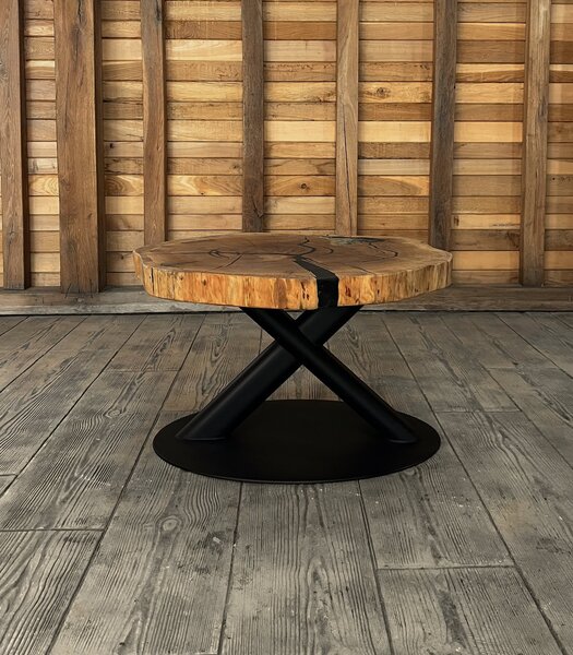 Măsuță de cafea Stejar Masiv „Eclipse Oak” – 76x67x6 cm - Hairpin
