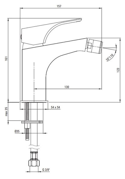 Deante Hiacynt, baterie pentru bideu de sine stătătoare h-161, crom, DEA-BQH_030M
