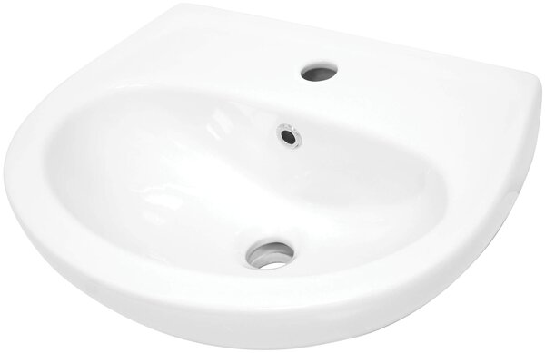 Deante Jasmin, chiuveta ceramica montata pe perete 457x364x169 mm, alb lucios, DEA-CDJ_6U4W